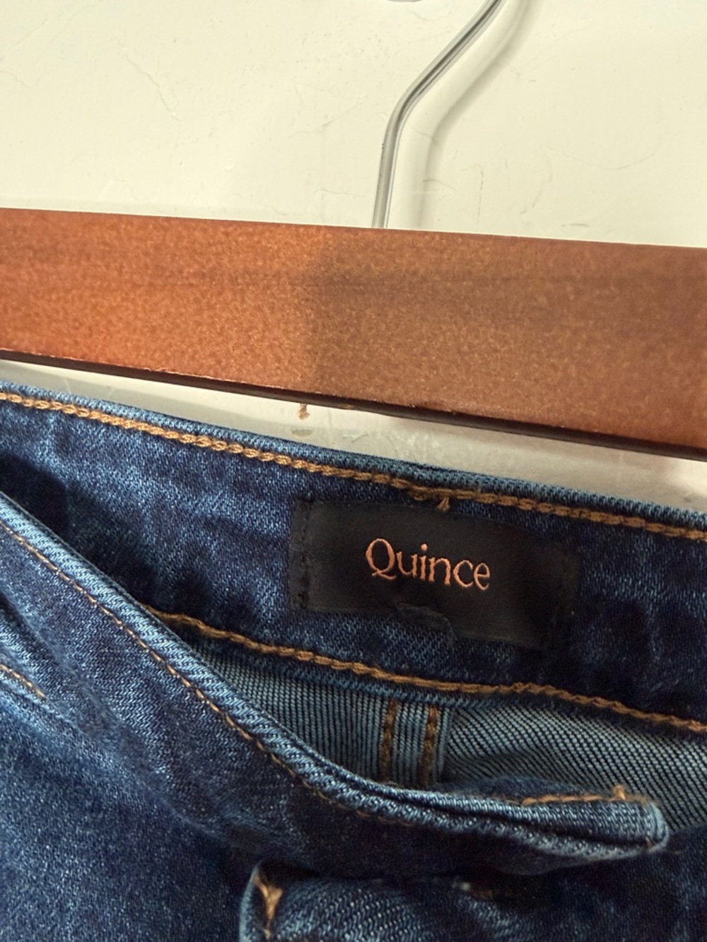 Quince Mid Rise Slim Straight Jeans Women’s 28 Dark Wash Stretch Denim Cropped - Picture 3 of 6